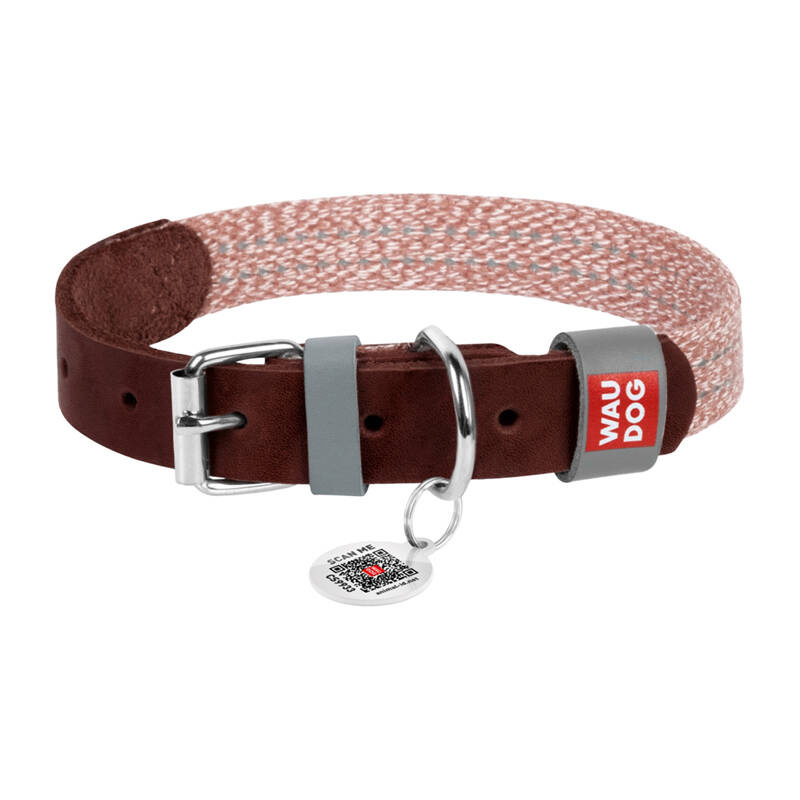 Zgardă pentru Câini Waudog Piele Naturală Eco Maro, 15mm, Mărimea S - imagine 2