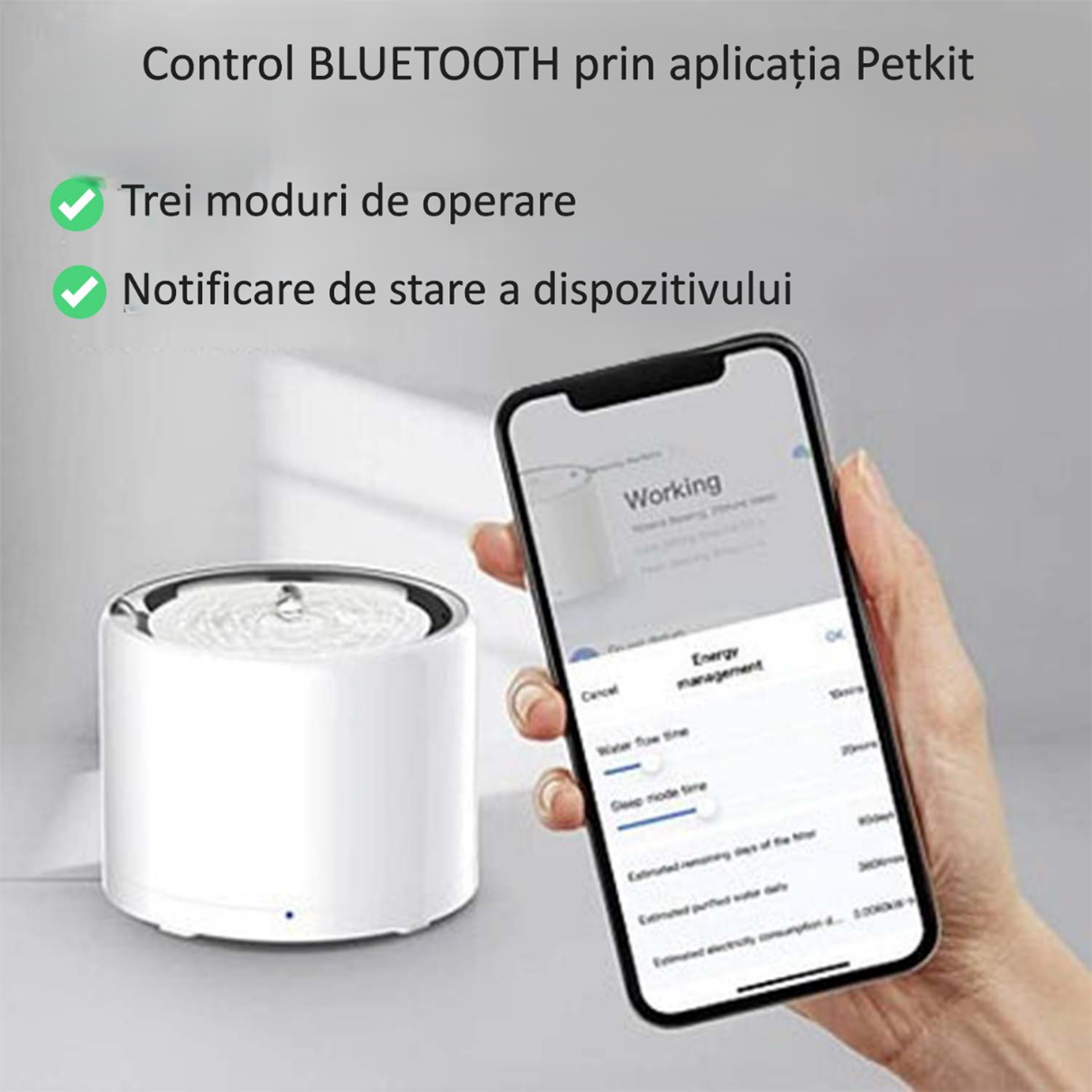 Fântână de Apă Inteligentă Petkit Eversweet 3 PRO UVC - imagine 4